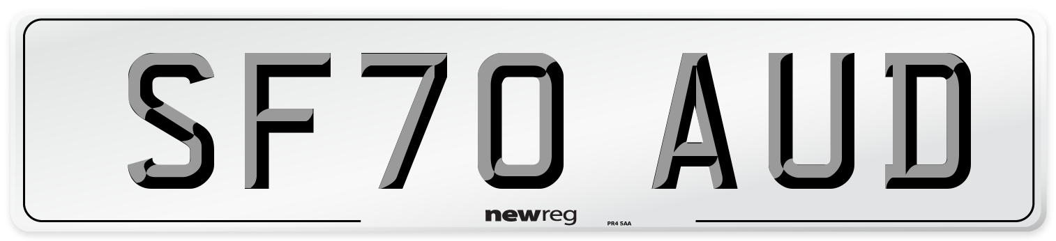 SF70 AUD Number Plate from New Reg